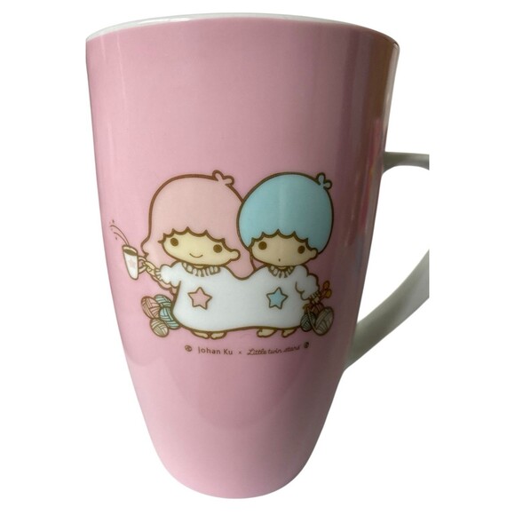 Sanrio Little Twin Stars Johan Ku x Let’s Café Pink Mug 2011 Rare - Picture 2 of 5